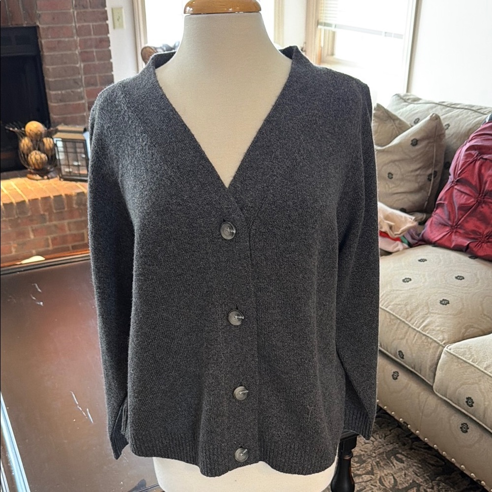 CAbi Charcoal Button-Up Cardigan